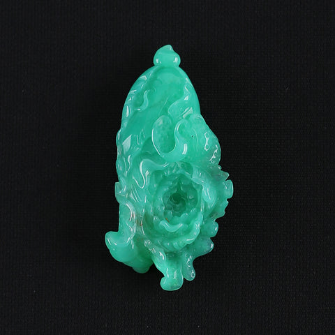 Hand Carved AAA Grade Natural Chrysoprase Chinese Cabbage Gemstone Cabochon(Can be Drilled) For Gemstone Jewelry Design ,Unique Gift,65×31×15mm,27.6g