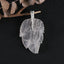 New Natural Rose Quartz Handcarved Leaf Pendant,925 Sterling Silver Pinch Bail,60x35x7mm,11.2g