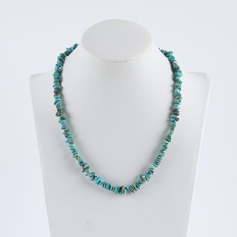 1 Strand 16-18 Inch Natueal Turquoise Gemstone Necklace,925 Sterling Silver Findings, 5x4x2mm,9x7x2mm,18.7g