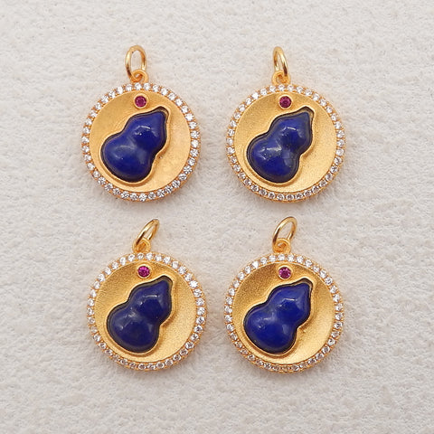 1 Pair Silver Gold Plated Natural High Quality Lapis Lazuli Earring Beads,Jewelry DIY Making,21×15x5mm, 2g