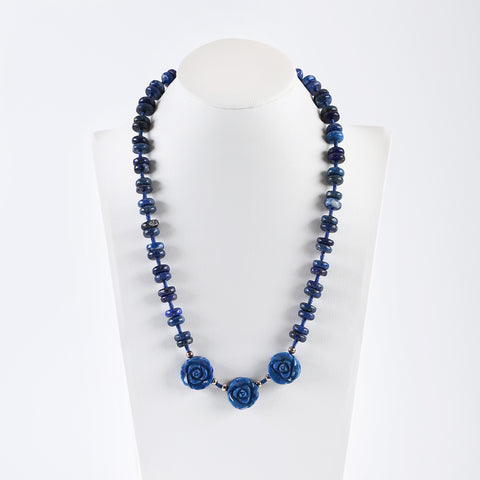 1 Strand 18.5 Inch Lapis Lazuli Gemstone Necklace,Unique Gemstone Necklace,Best Gemstone Jewelry Gift,17x8mm,10x4mm 56.2g