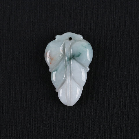 Carved Natural Jade Leaf Gemstone Pendant Bead,Unique Pendant for Necklace,Jewelry DIY Making,43x28x8mm,14.7g