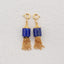 BITEFU 1 Pair Silver Gold Plated Natural High Quality Lapis Lazuli Cylindrical Tassel Gemstone Earring Beads 3g