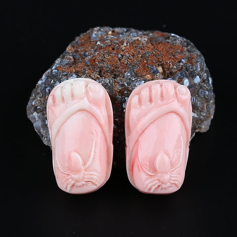 BITEFU 1Pair Pink Conch Shell (Made Of Powder Of Shell, Color Is Enhanced ) Foot , 10.2g