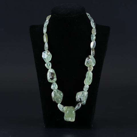 Natural Prehnite Pendant Beads for Necklace 22 inches, 11*8*6mm, 27*20*15mm, 111g