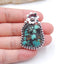 Natural Turquoise Pendant with 925 Sterling Silver flower Accessory 38x26x6mm, 9.1g