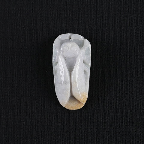 Carved Natural Jade Cicada Gemstone Pendant Bead,Unique Pendant for Necklace,Handmade Jewelry,45x23x13mm,21.6g