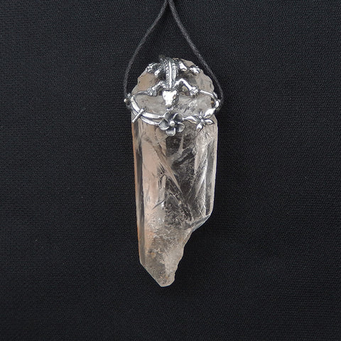 New! Natural Crystal Gemstone 925 Sterling Silver lizard Pendant, lizard Jewelry, 63x25x17mm, 34.3g