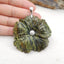 Natural Serpentine Carved flower Pendant with 925 Sterling Silver Pinch Bail 52x55x8mm