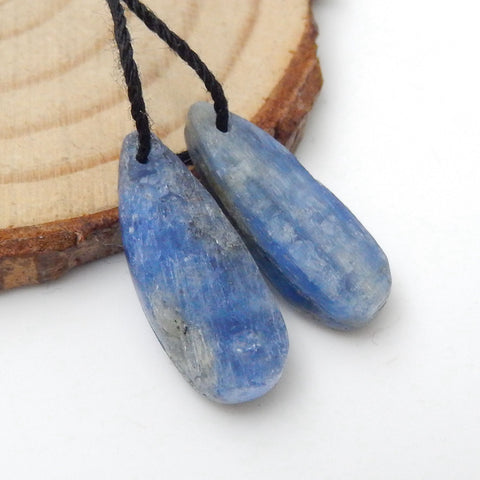 Paire de boucles d'oreilles en pierres précieuses de cyanite bleue naturelle, 23x8x3 mm, 3,2 g