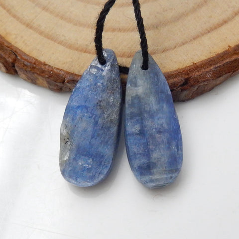 Paire de boucles d'oreilles en pierres précieuses de cyanite bleue naturelle, 23x8x3 mm, 3,2 g