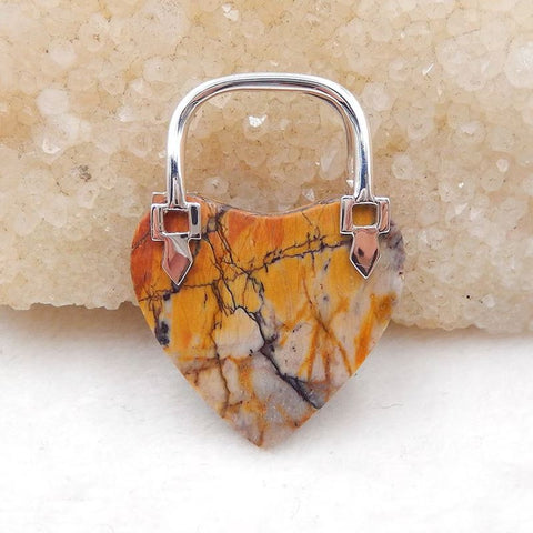 Natural Red Creek Jasper Carved handbag Pendant with 925 Silver Accessory 41x29x10mm, 12g