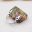 Natural Ocean Jasper Carved handbag Pendant with 925 Silver Accessory 34x29x12mm, 18g