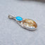 Intarsia of Natural Gold Rutilated Quartz and Turquoise Pendant with 925 Silver Accessory 27x12x7mm, 4.3g