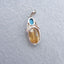 Intarsia of Natural Gold Rutilated Quartz and Turquoise Pendant with 925 Silver Accessory 27x12x7mm, 4.3g