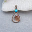 Natural Gold Rutilated Quartz and Turquoise Pendant with 925 Silver Accessory 25x15x5mm, 2.5g