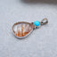 Natural Gold Rutilated Quartz and Turquoise Pendant with 925 Silver Accessory 25x15x5mm, 2.5g