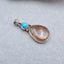 Natural Gold Rutilated Quartz and Turquoise Pendant with 925 Silver Accessory 25x15x5mm, 2.5g