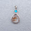 Natural Gold Rutilated Quartz and Turquoise Pendant with 925 Silver Accessory 25x15x5mm, 2.5g