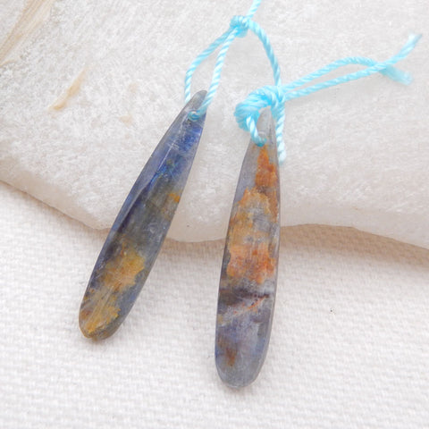 Natural Blue Kyanite Earring Beads 30x7x2mm, 2.8g