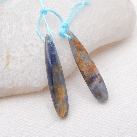 Natural Blue Kyanite Earring Beads 30x7x2mm, 2.8g