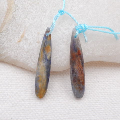 Natural Blue Kyanite Earring Beads 30x7x2mm, 2.8g