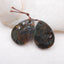 Belle paire de boucles d'oreilles percées en agate mousse en forme de larme 31 x 22 x 4 mm, 9,4 g