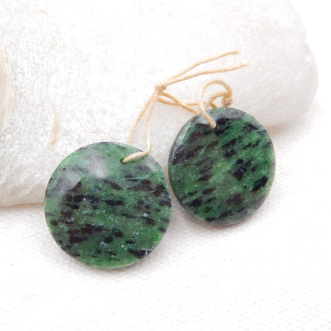 Natural Ruby And Zoisite Earring Beads 22*22*5mm, 10.4g