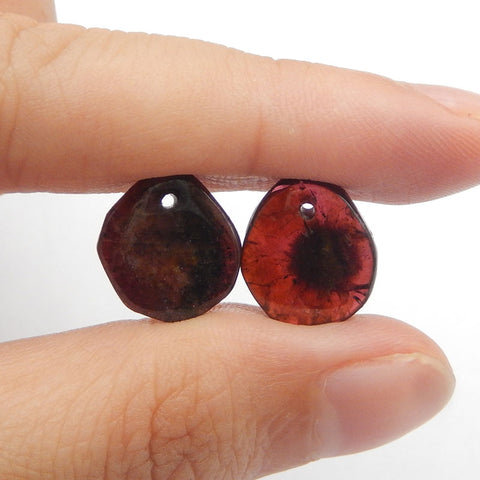 Natural Garnet Earring Beads 13x12x3mm, 2.4g