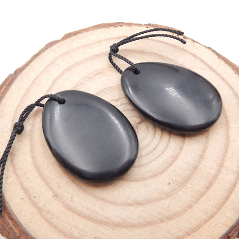 Natural Obsidian Earring Beads 25x18x4mm, 6.1g