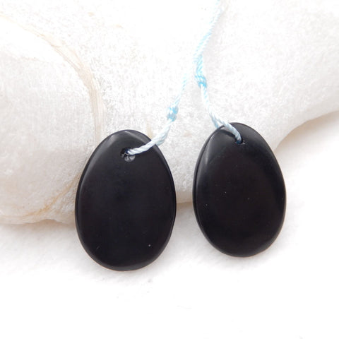 Natural Obsidian Earring Beads 25x18x4mm, 6.1g