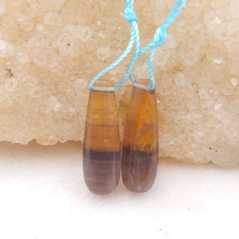 Natural Fluorite Earring Beads 25x9x9mm, 6.9g