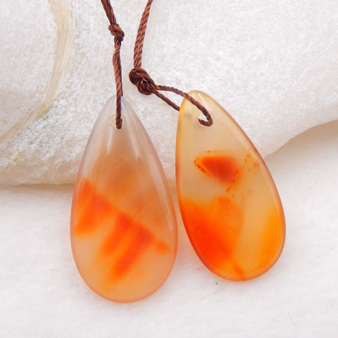 Natural Red Agate Earring Beads 27x14x6mm, 6.5g