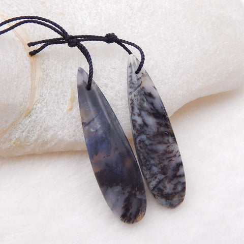 Natural Arborization Opal Teardrop 耳环对，用于制作耳环的石头，39x13x4mm，5.6g