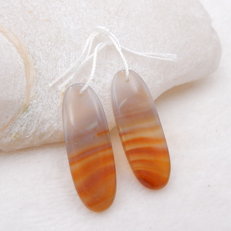 Perles de boucle d'oreille en agate naturelle, 30 x 12 x 5 mm, 6,9 g
