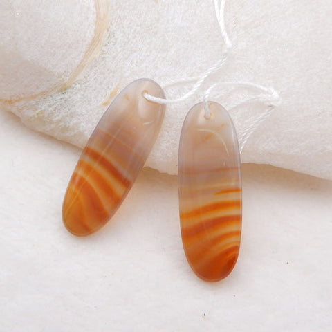 Perles de boucle d'oreille en agate naturelle, 30 x 12 x 5 mm, 6,9 g