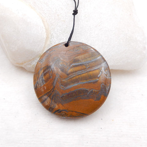 Natural Iron Tiger's Eye Pendant Bead 45X9mm, 38.6g