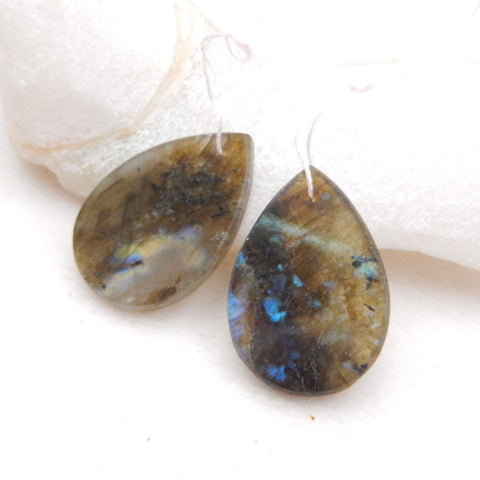 Natural Labradorite Earring Beads 31x21x3mm, 9g