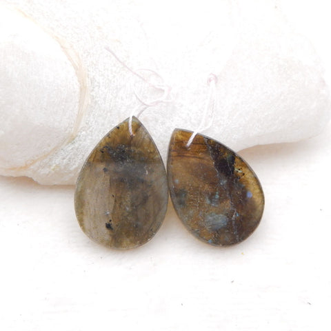 Paire de Boucles d'Oreilles Percées en Labradorite Naturelle, 31x21x3mm, 9g