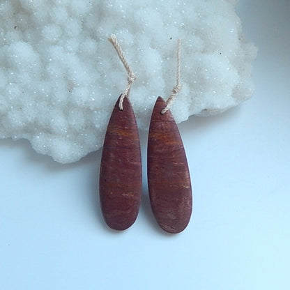 Natural Red Creek Jasper Earring Beads 42x10x6mm, 7.8g