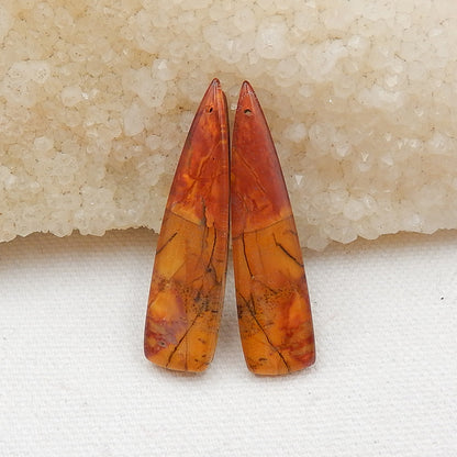 Natural Red Creek Jasper Earring Beads 30-45mm, long triangle