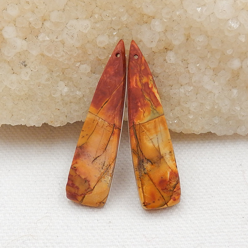 Natural Red Creek Jasper Earring Beads 30-45mm, long triangle