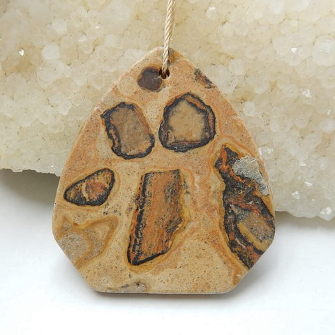 Natual Spot Stone Pendant Bead 45x40x6mm, 19.4g