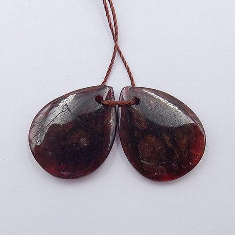 Boucles d'oreilles Teardrop Garnet Stone Pair, pierre pour la fabrication de boucles d'oreilles, 20x15x4mm, 5.3g