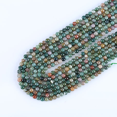 BITEFU 1 Strand Faceted Agate Round Shape Loose Beads, Green Beads, DIY Accessories,Stone