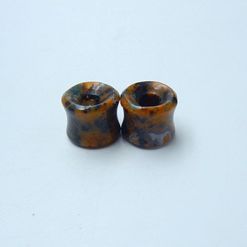 14mm Petrified Wood Opal Ear Tunnels With 6mm Hole, 13mm Thickness, 1.5mm Flare