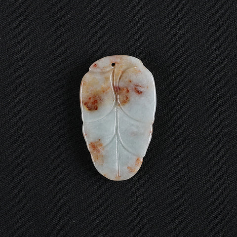 Handmade Jewelry,Carved Natural Jade Leaf Gemstone Pendant Bead,Unique Stone Pendant,40x25x4mm,9g