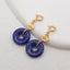 BITEFU 1Pair Silver Gold Plated Natural High Quality Lapis Lazuli Flat Round Gemstone Earring beads 2g