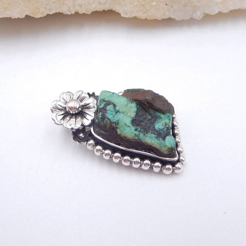 Natural Turquoise Pendant with 925 Sterling Silver Accessory 33x22x9mm, 10.3g