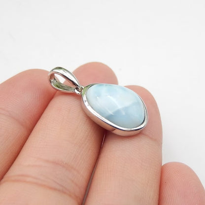 Natural Larimar Pendant with 925 Sterling Silver Accessory 16x13x5mm, 3g